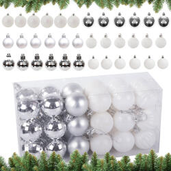 Verk Group Set de globuri de Crăciun, 36 de bucăți, 3 cm, alb și argintiu, cu diverse modele (26098)