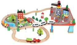 Kruzzel Set de trenulețe din lemn cu tren pe baterii - 80x90x33, 5 cm (00009363) Trenulet