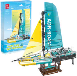 LEAN Toys Model de Navă cu Velescu Blocuri de Construcție Tip 65, 675 de Piese, Turcoaz-Galben-Gri (24706)