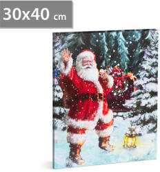 Family Collection Tablou de Craciun cu LED - cu Agatatoare - 2 x AA, 40 x 30 cm - Mos Craciun (58465)