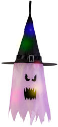 Family Decorațiune LED de Halloween - fantomă - roz - 10 LED-uri colorate - agățătoare - 2 x 2032 - 75 x 35 cm (56569B)