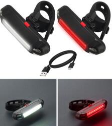 GordonToys Lumină LED pentru bicicletă cu încărcare USB, 6 moduri de iluminare, în carcasă de aluminiu rezistentă la apă (G53)