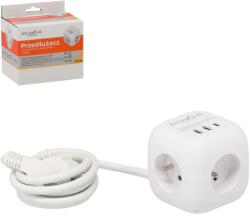 BackHomeLiving Prelungitor cub - alb - 3 prize și 3 porturi USB - 1, 5 metri (KAB2578)
