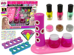 LEAN Toys Set de Manichiură pentru Copii: Lacuri de Unghii Colorate, Abțibilduri și Pulberi Sclipitoare (10495)