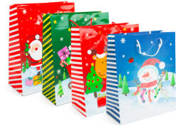 Family Pungi Cadou de Craciun - Hartie - 265 x 127 x 330 mm - 4 Tipuri / pachet - 12 buc / pachet (58298)