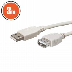 Delight Cablu prelungitor USB, mufă A - priză A, 3, 0 m, alb (20167)