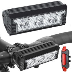 VERK GROUP Set de lumini pentru bicicletă cu LED-uri, încărcare USB, față și spate (14496)