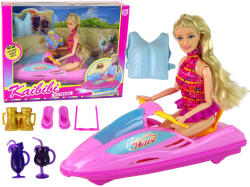 LEAN Toys Set de păpuși cu barcă motorizată roz (15180)