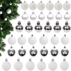 Verk Group Set de Ornamente pentru Brad de Crăciun, 36 de bucăți, 6 cm diametru, Indestructibile, în Culori Alb și Argintiu (26103)