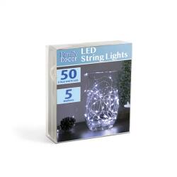 Bewello Sir de Lumini LED - 5 m - 50 LED-uri - Alb Rece - 3 x AA (58041C)