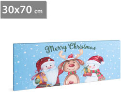 Family Collection Tablou de Craciun cu LED - cu Agatatoare - 2 x AA, 70 x 30 cm - Mos Nicolae, Om de Zapada, Ren (58464)