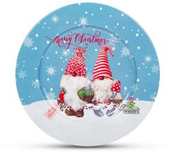 Family Vară Crăciun - metal - cu elfi - 33 cm (58555A) Tava