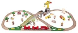 Kruzzel Set de trenuleț din lemn cu tren alimentat cu baterii - 115x45x21 cm (00022495) Set model cale ferata