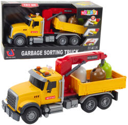 LEAN Toys Camion de gunoi interactiv cu efecte sonore și luminoase, și macara mobilă (21449)