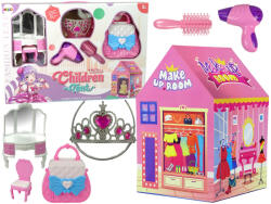LEAN Toys Cort de Prințesă pentru Copii cu Salon de Frumusețe și Accesorii în Culoarea Roz (10517)