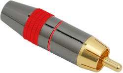  Conector RCA placat cu aur pentru cablu de până la 8 mm, cu inel de identificare și finisaj argintat (05324PI)
