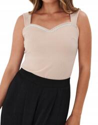 Mohito LC52317 Sima Bézs Vállpántos Felső Díszített Nyakkivágással (51) M