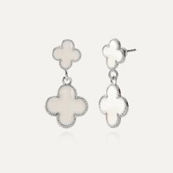 Giorre Függő fülbevaló fehér műgyanta lóhere, 925 ezüst, platina bevonattal