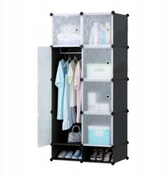 Timeless Tools Műanyag moduláris szekrény összecsukható ruhaszekrény polcok rudak fekete (HOP1000976-2)