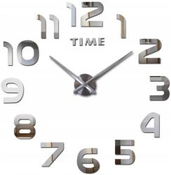  Falióra Nagy Modern Ezüst 3D Falra Ragasztható Csendes 60cm (ZEGAR_02)