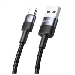 USAMS USB-A to USB-C adatkábel 3A 1, 2m alumínium ötvözet SY Series SJ718USB01 (US-SJ718) (SJ718USB01)
