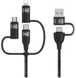 USAMS kábel U85 2xUSB-C/USB/Micro-USB/Lightning 6in1 1.2m 100W PD Fast Charge fekete SJ645USB01 (SJ645USB01)