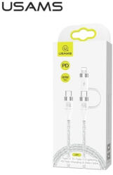 USAMS Braided U31 USB-C to USB-C/Lightning kábel 60W PD Fast Charge fehér SJ403USB02 (US-SJ403) (SJ403USB02)