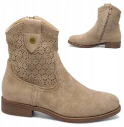S. Barski Női Cowboycsizmák Lapos 40-es Barski Tavaszi Bokacsizmák Velúr Bézs (Barski HY51-063)