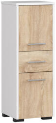 Brius Dulap de baie tip baza, cu 2 usi si sertar, PAL 16 mm, 30x30x85 cm, alb si stejar sonoma (AK-38164413)