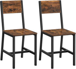 Brius Set 2 scaune de living, cu spatar, stil industrial, 37x50x87 cm, maro rustic (EZ-LDC092B01)