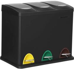 Brius Cos gunoi otel 3 compartimente colectare selectiva 3x8l, 47x30x41 cm, design practic, negru mat (EZ-LTB24BK) Cos de gunoi
