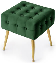 Brius Taburet tapitat Quadra, velur, cu picioare metalice, 40x40x42 cm, verde (AK-04380087)