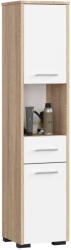 Brius Dulap baie pal tip coloana 2 usi sertar rafturi, 30x30x140 cm, design modern, stejar sonoma alb (AK-38160620)