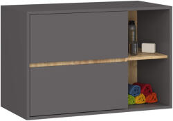 Brius Etajera de baie suspendata, cu 2 sertare, PAL 16 mm, 90x46x60 cm, gri si stejar artisan (AK-38163805)