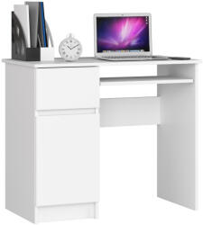 Brius Birou computer PIKSEL, cu sertar, dulap si raft pentru tastatura, stanga, 90x50x77 cm, alb (AK-52850026)