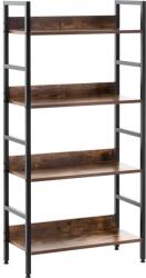 Brius Etajera 4 polite mdf cadru metalic stil industrial, 60x28x124 cm, maxim 100 kg, maro negru (HF-0045) Raft