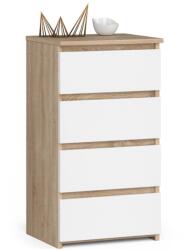 Brius Noptiera pal 1 sertar cu raft glisiere metalice, 40x35x40 cm, design modern, stejar sonoma alb (AK-52852440) Comoda