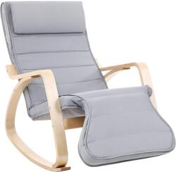 Brius Scaun balansoar din lemn, suport picioare reglabil, maxim 150kg, 67x125x91cm, gri (EZ-LYY42G)