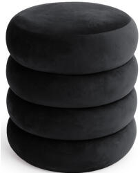 Brius Taburet tapitat Snuggo cu spatiu de depozitare, velur, diametru 42 cm, inaltime 45 cm, negru (AK-04380308)