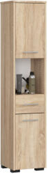 Brius Dulap baie pal tip coloana 2 usi sertar rafturi, 30x30x140 cm, design natural, stejar sonoma (AK-38160613)