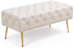 Brius Taburet Monaco, tapitat cu catifea, tip banca, cu picioare metalice, 100x42x41 cm, bej (AK-04380018)