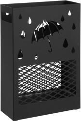 Brius Suport metalic pentru umbrele, cu carlige si tava de picurare, 28x12x41cm, negru (EZ-LUC004B01) Pantofar