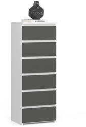 Brius Comoda 6 sertare pal laminat glisiere metalice, 40x35x109 cm, design modern, alb si gri (AK-12219553) Comoda