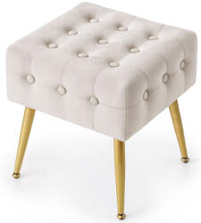 Brius Taburet tapitat Quadra, velur, cu picioare metalice, 40x40x42 cm, bej (AK-04380094)
