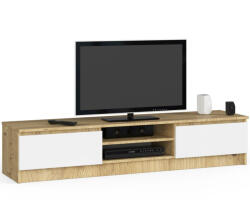 Brius Comoda tv pal 2 usi rafturi centrale media, 160x40x33 cm, design modern, stejar artisan alb (AK-04381015) Comoda