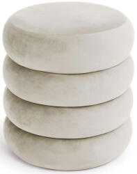 Brius Taburet tapitat Snuggo cu spatiu de depozitare, velur, diametru 42 cm, inaltime 45 cm, crem (AK-04380278)
