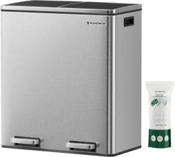 Brius Cos de gunoi din inox cu 2 compartimente colectare selectiva, cu galeti interioare, 2x30litri, argintiu (EZ-LTB60NL) Cos de gunoi