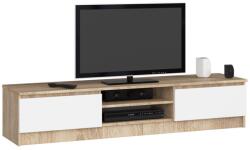 Brius Comoda TV cu 2 usi si rafturi centrale, PAL laminat, 160x40x33 cm, stejar sonoma si alb (AK-38167612) Comoda