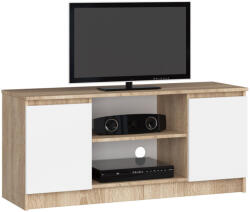 Brius Comoda tv pal 2 usi cu polita centrala, 120x40x55 cm, design modern, stejar sonoma alb (AK-04381930) Comoda