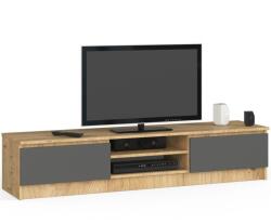 Brius Comoda tv pal 2 usi rafturi centrale media, 160x40x33 cm, design elegant, stejar artisan gri (AK-04380681) Comoda